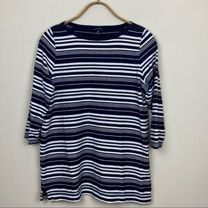 Lands' End | Navy Blue & White Striped Tunic Top; M